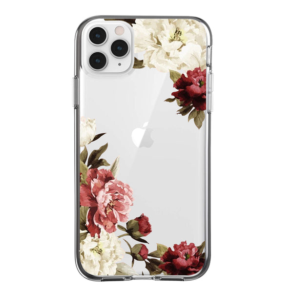 Clear Floral Case - White & Red - DeLuxx Brand