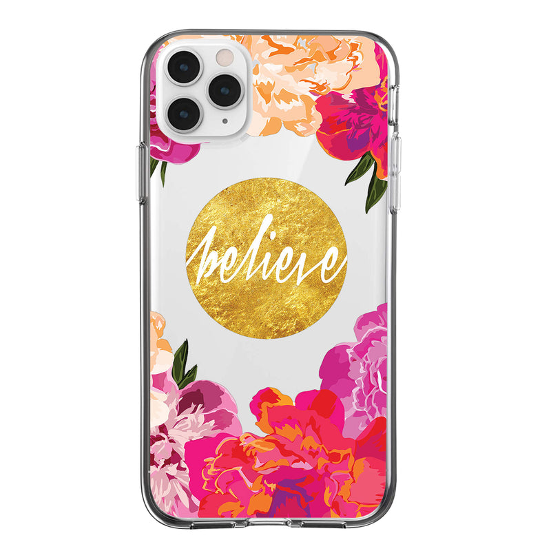 Clear Floral Case - Believe - DeLuxx Brand