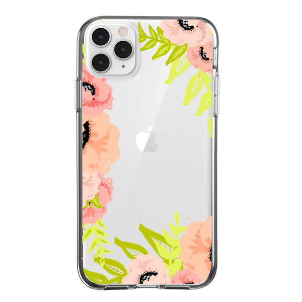Clear Floral Case - Peach Pink - DeLuxx Brand