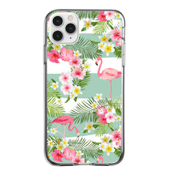 Clear Floral Case - Stripe Flamingo - DeLuxx Brand