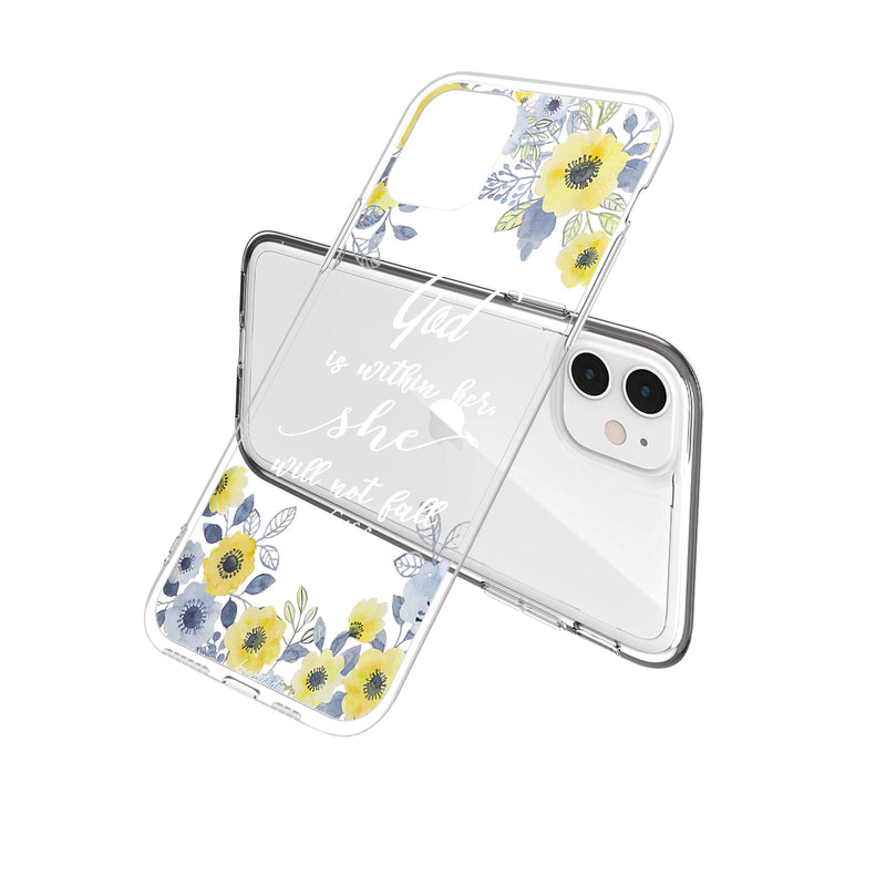 Clear Floral Case - God is Within Her - DeLuxx Brand