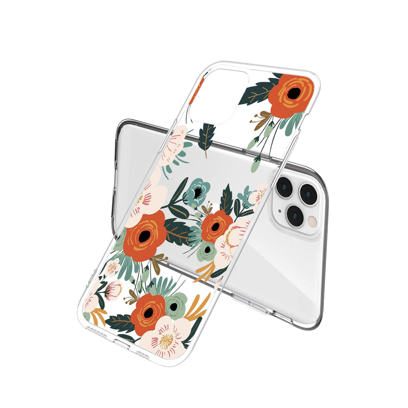 Clear Floral Case - Orange Flowers - DeLuxx Brand