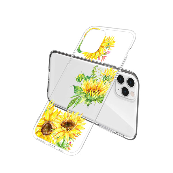 Clear Floral Case - Sunflower - DeLuxx Brand