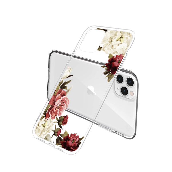 Clear Floral Case - White & Red - DeLuxx Brand