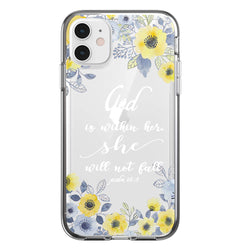 Clear Floral Case - God is Within Her - DeLuxx Brand