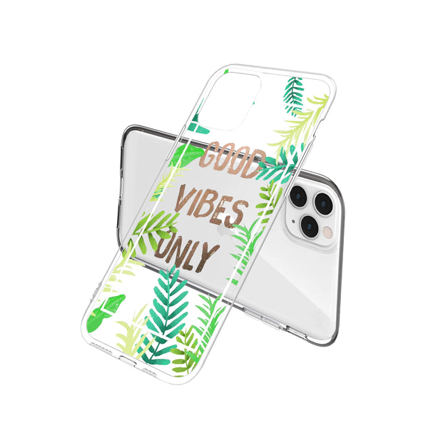Clear Floral Case - Good Vibes Only - DeLuxx Brand