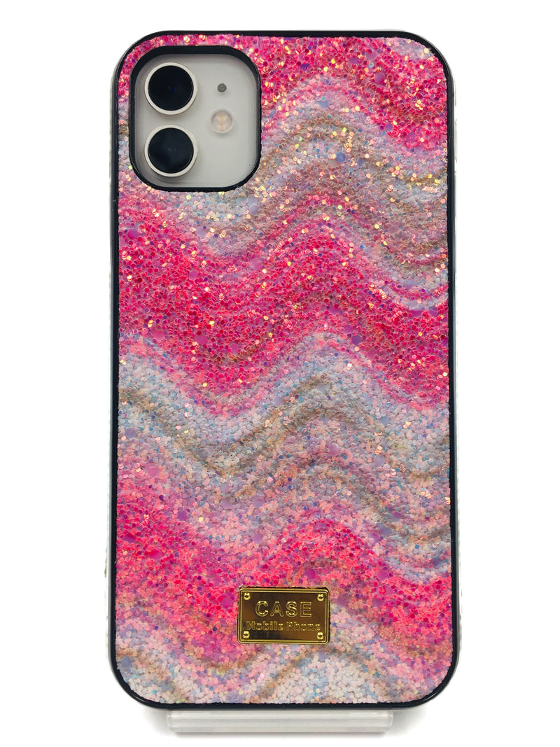 Crystal Bumper Glitter Case - Pink Waves - DeLuxx Brand