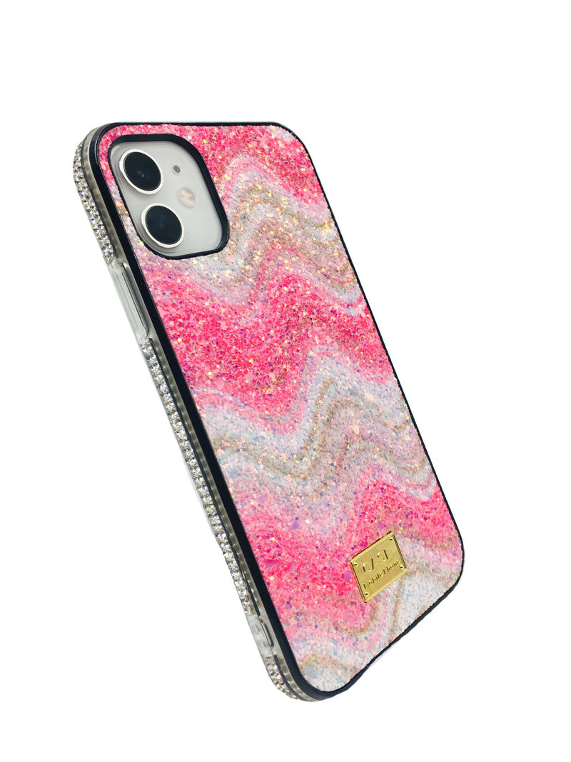 Crystal Bumper Glitter Case - Pink Waves - DeLuxx Brand