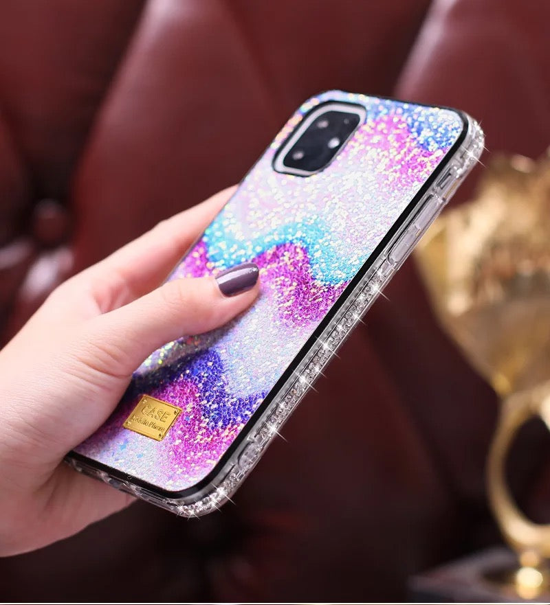 Crystal Bumper Glitter Case - Purple Waves - DeLuxx Brand