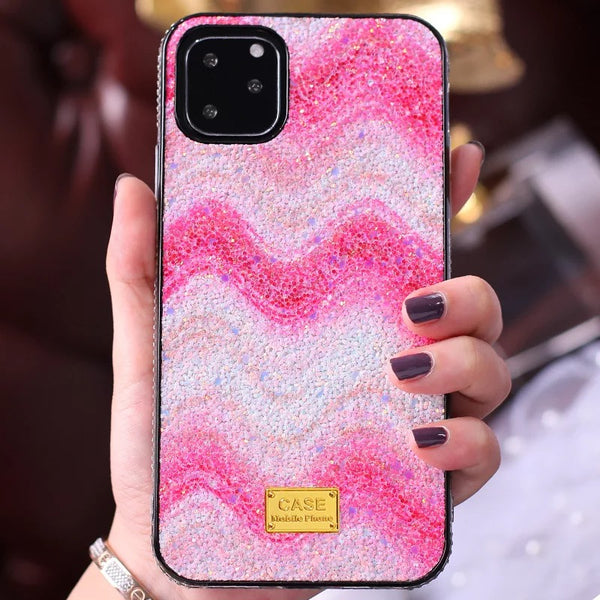 Crystal Bumper Glitter Case - Pink Waves - DeLuxx Brand