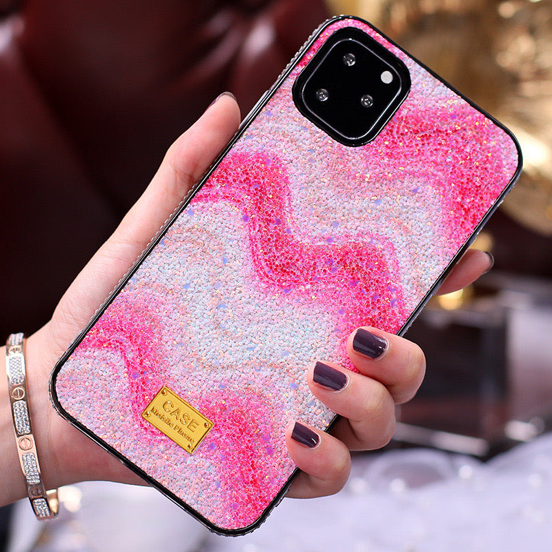 Crystal Bumper Glitter Case - Pink Waves - DeLuxx Brand