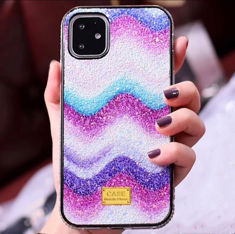 Crystal Bumper Glitter Case - Purple Waves - DeLuxx Brand