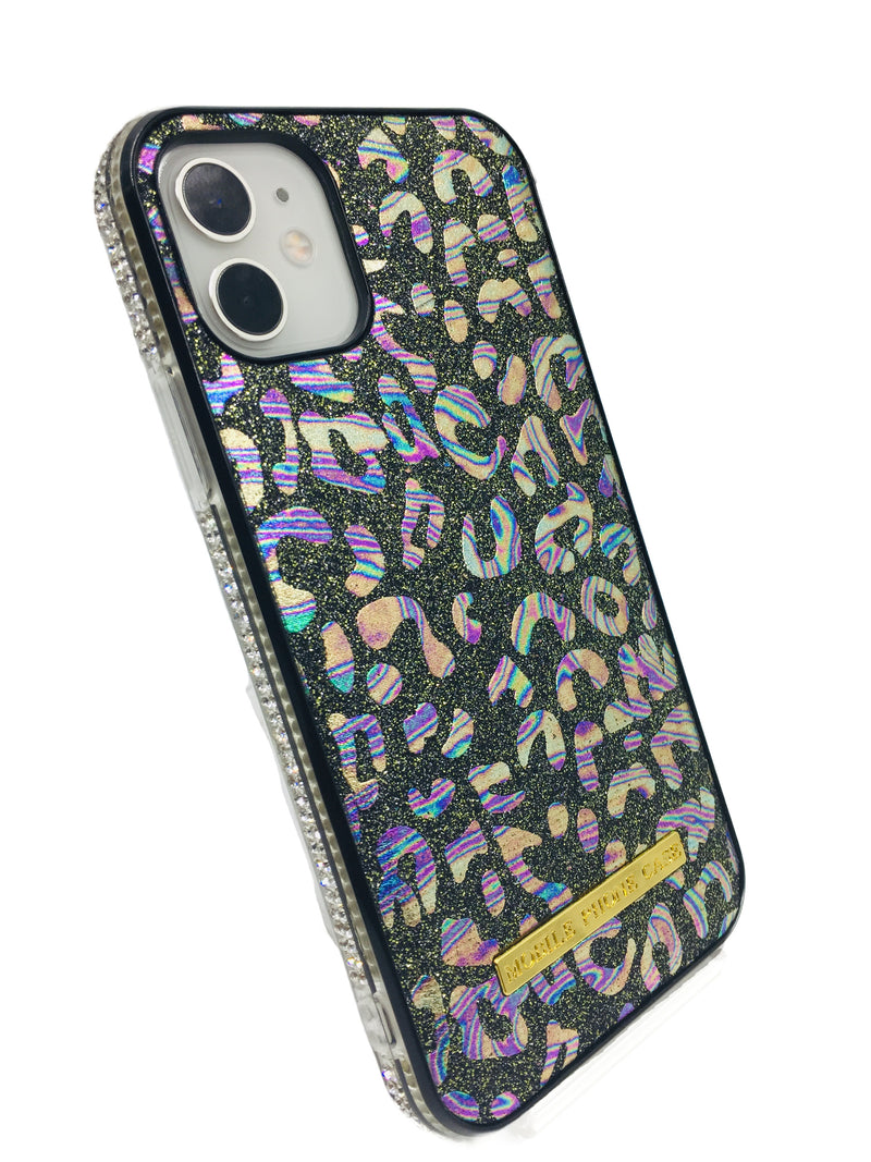 Crystal Bumper Metallic Leopard Phone Case - Black - DeLuxx Brand