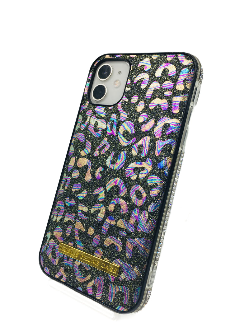 Crystal Bumper Metallic Leopard Phone Case - Black - DeLuxx Brand