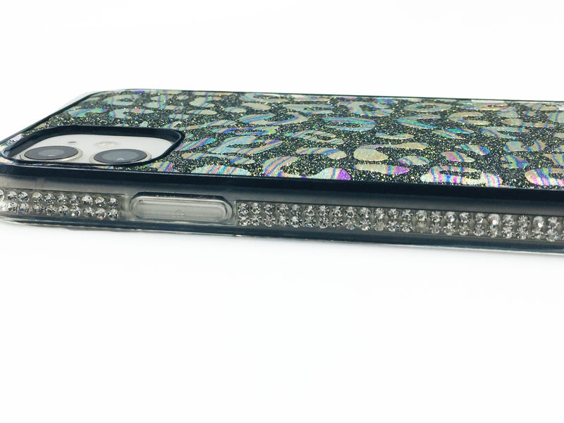 Crystal Bumper Metallic Leopard Phone Case - Black - DeLuxx Brand