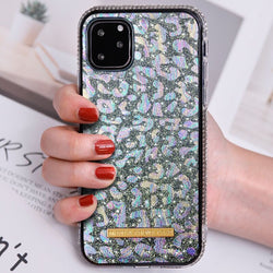 Crystal Bumper Metallic Leopard Phone Case - Black - DeLuxx Brand