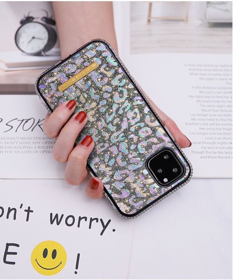 Crystal Bumper Metallic Leopard Phone Case - Black - DeLuxx Brand