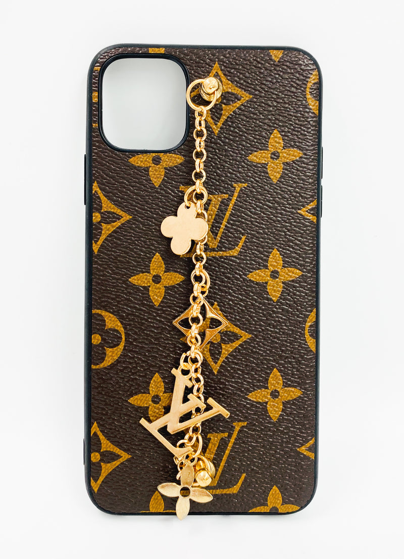 Faux Leather Chain Phone Case LV - Brown - DeLuxx Brand