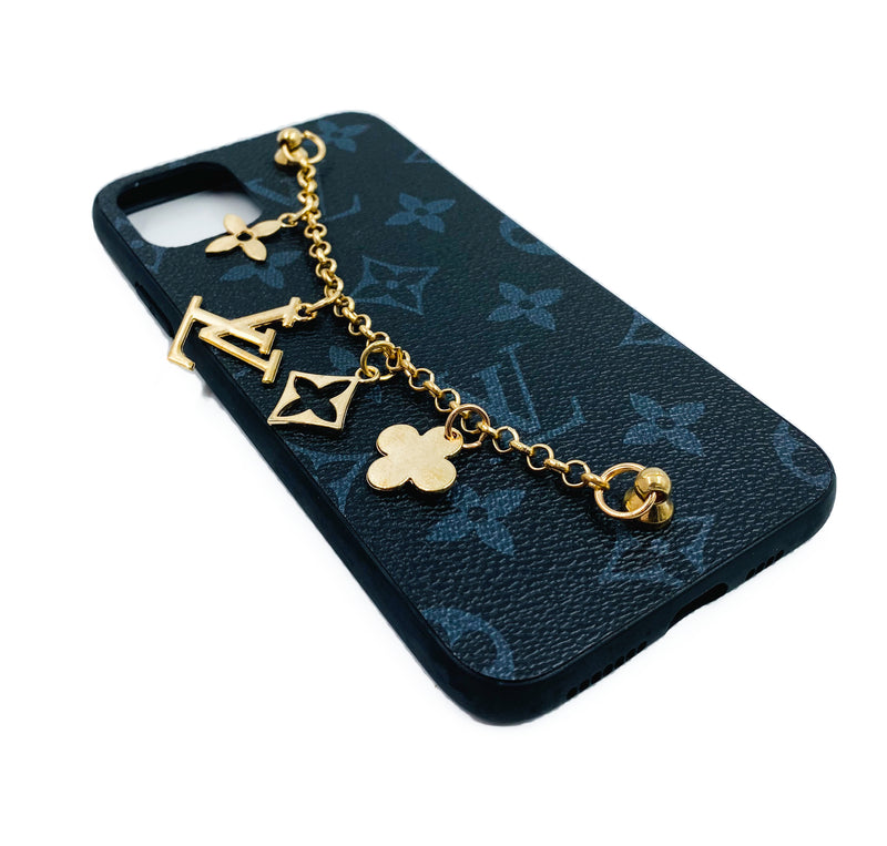 Faux Leather Chain Phone Case LV - Black & Gray - DeLuxx Brand