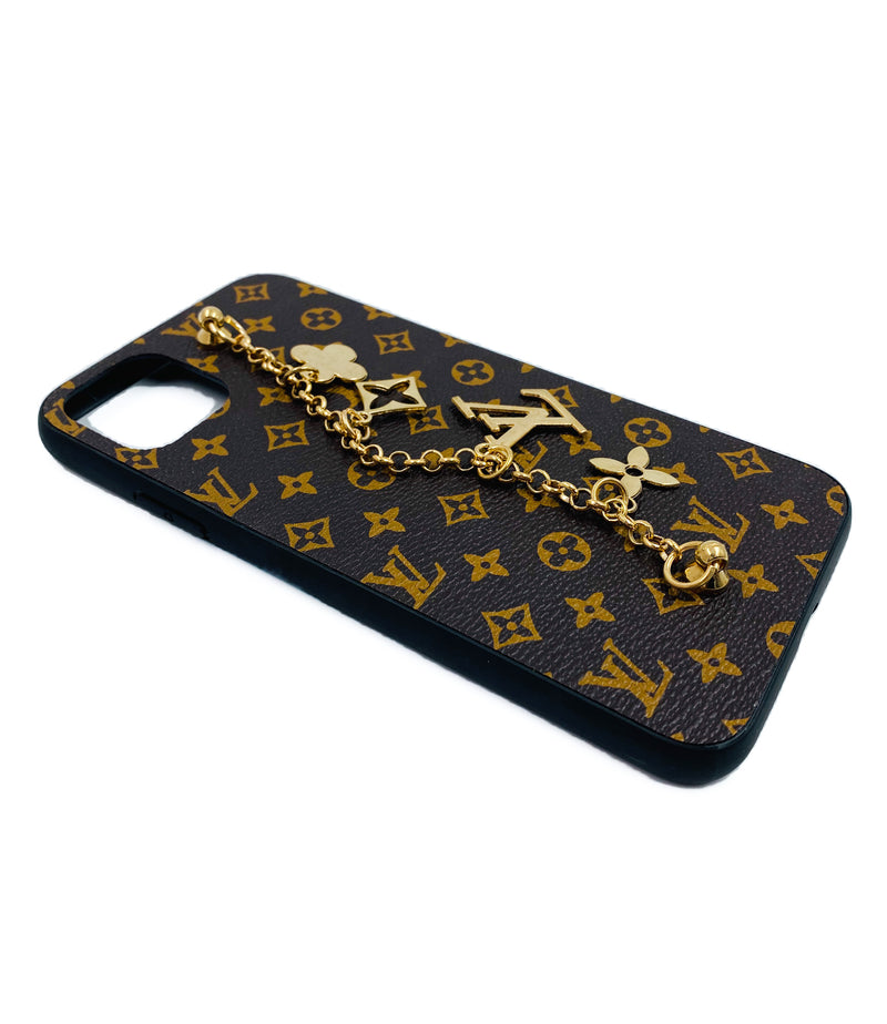 Faux Leather Chain Phone Case LV - Brown - DeLuxx Brand