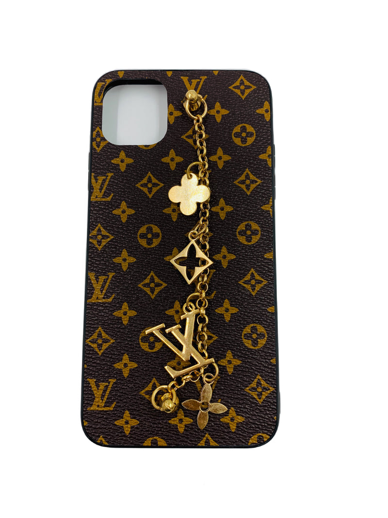 Faux Leather Chain Phone Case LV - Brown - DeLuxx Brand