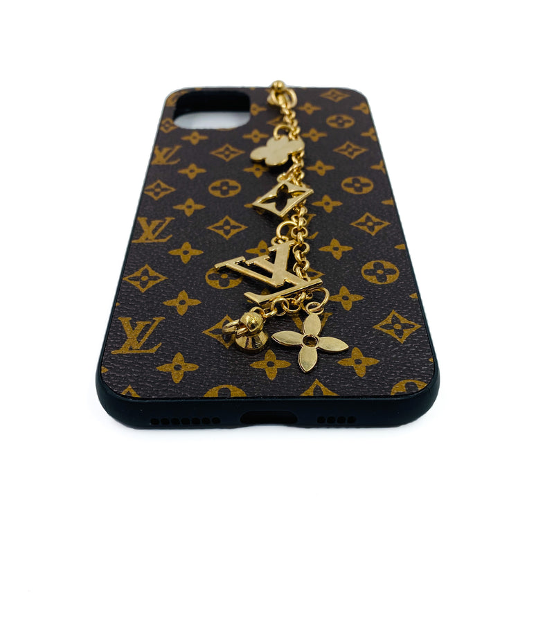 Faux Leather Chain Phone Case LV - Brown - DeLuxx Brand