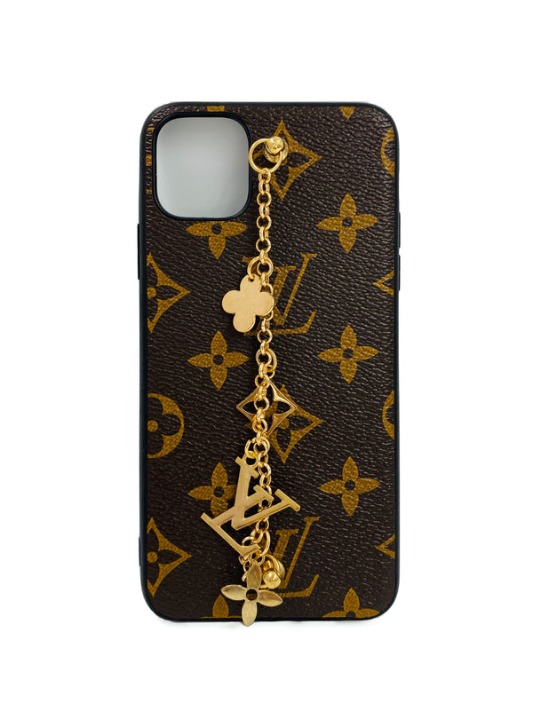 Faux Leather Chain Phone Case LV - Brown - DeLuxx Brand