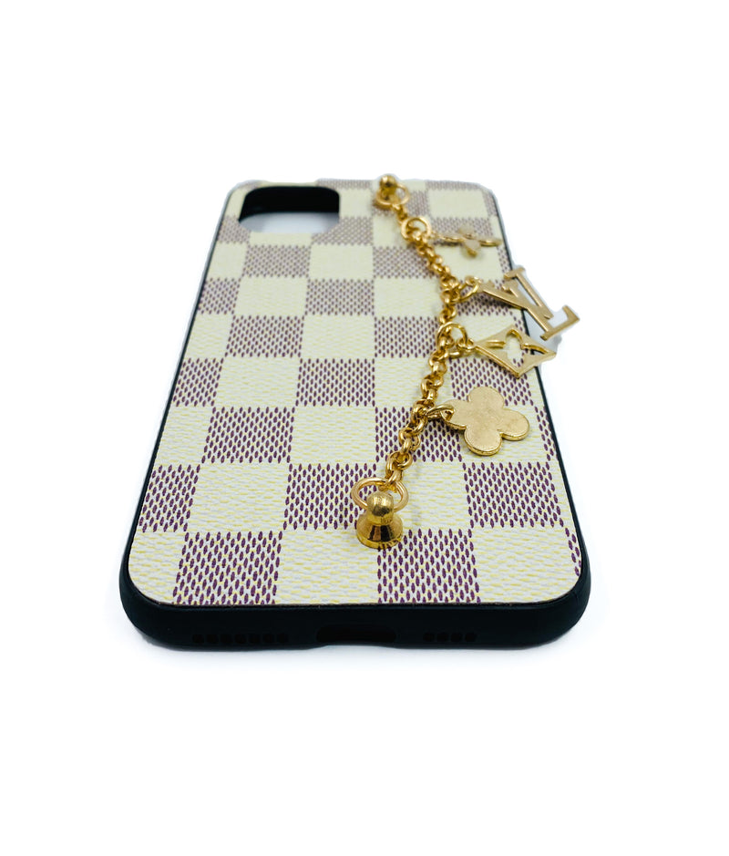 Faux Leather Chain Phone Case LV - Cream - DeLuxx Brand