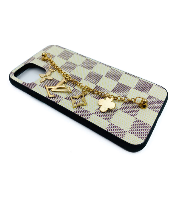 Faux Leather Chain Phone Case LV - Cream - DeLuxx Brand