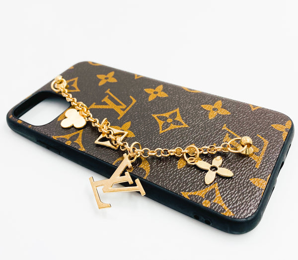 Faux Leather Chain Phone Case LV - Brown - DeLuxx Brand