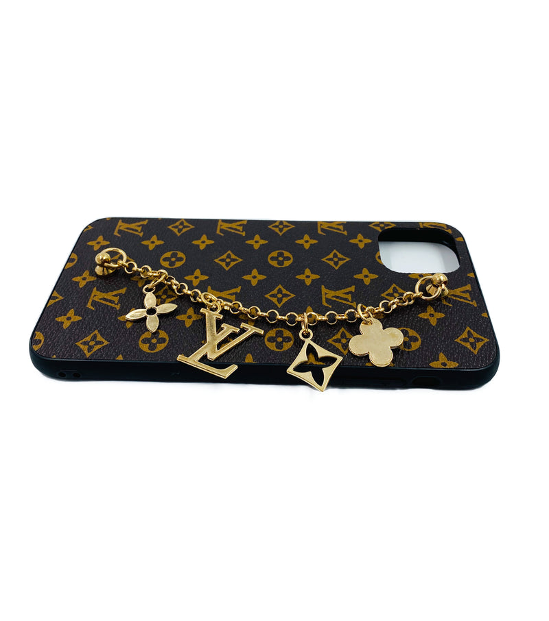 Faux Leather Chain Phone Case LV - Brown - DeLuxx Brand