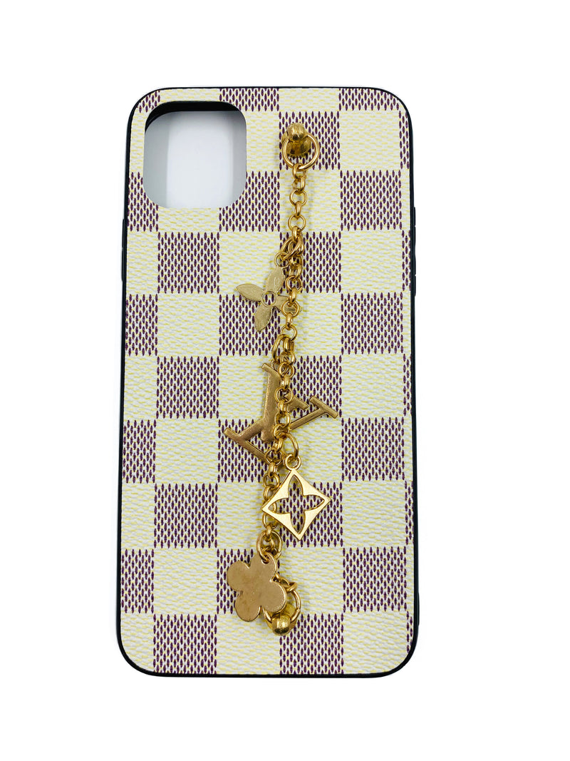 Faux Leather Chain Phone Case LV - Cream - DeLuxx Brand