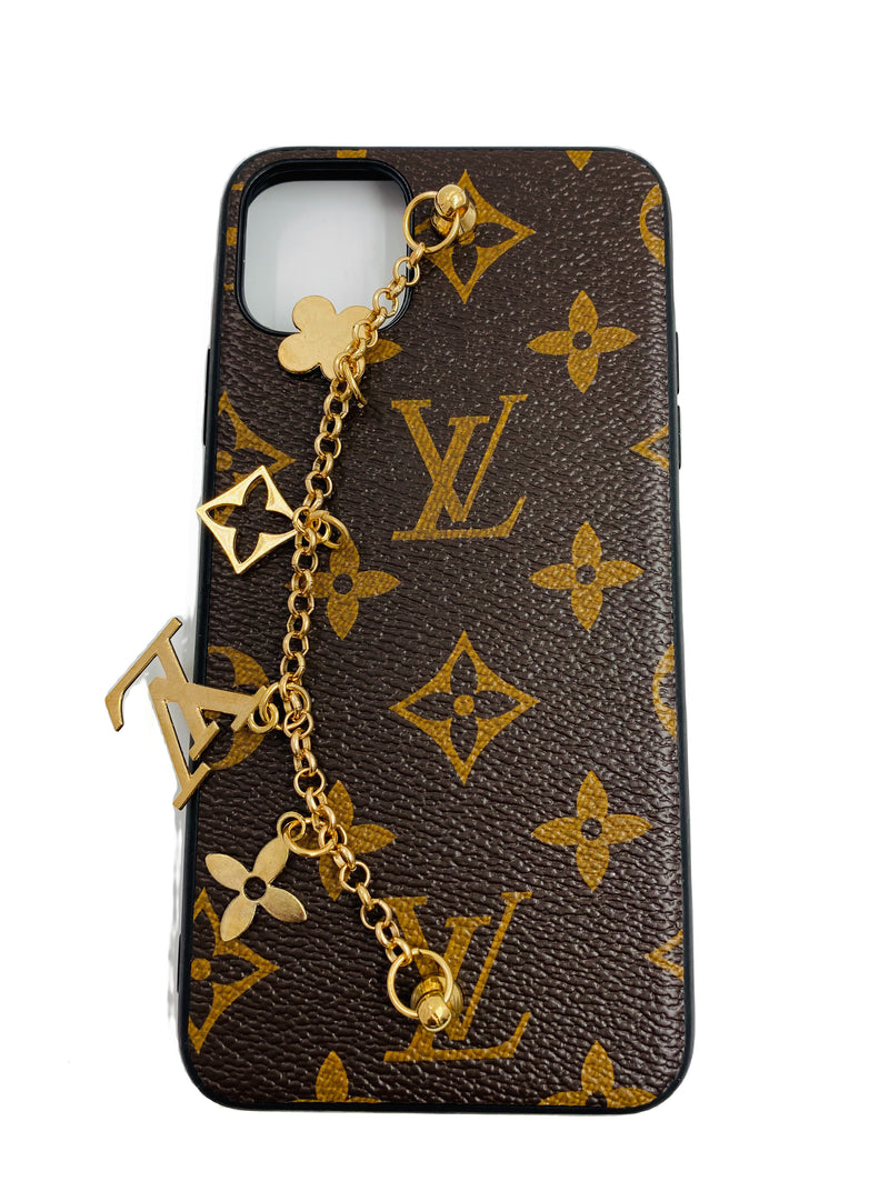 Faux Leather Chain Phone Case LV - Brown - DeLuxx Brand