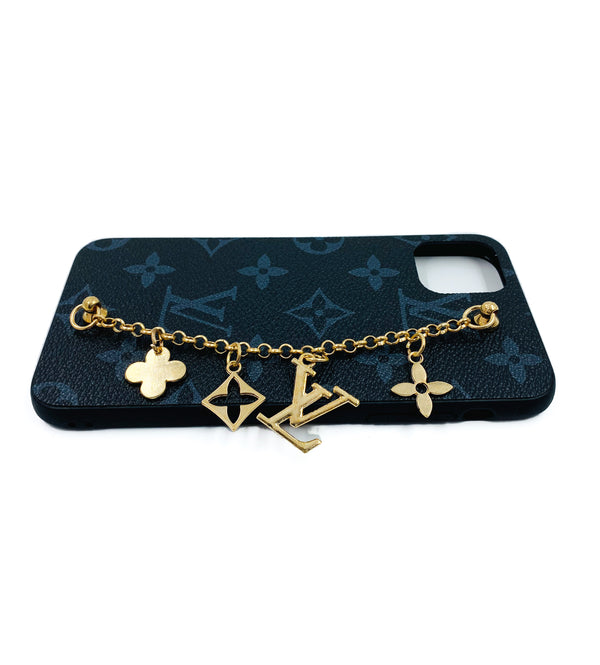 Faux Leather Chain Phone Case LV - Black & Gray - DeLuxx Brand