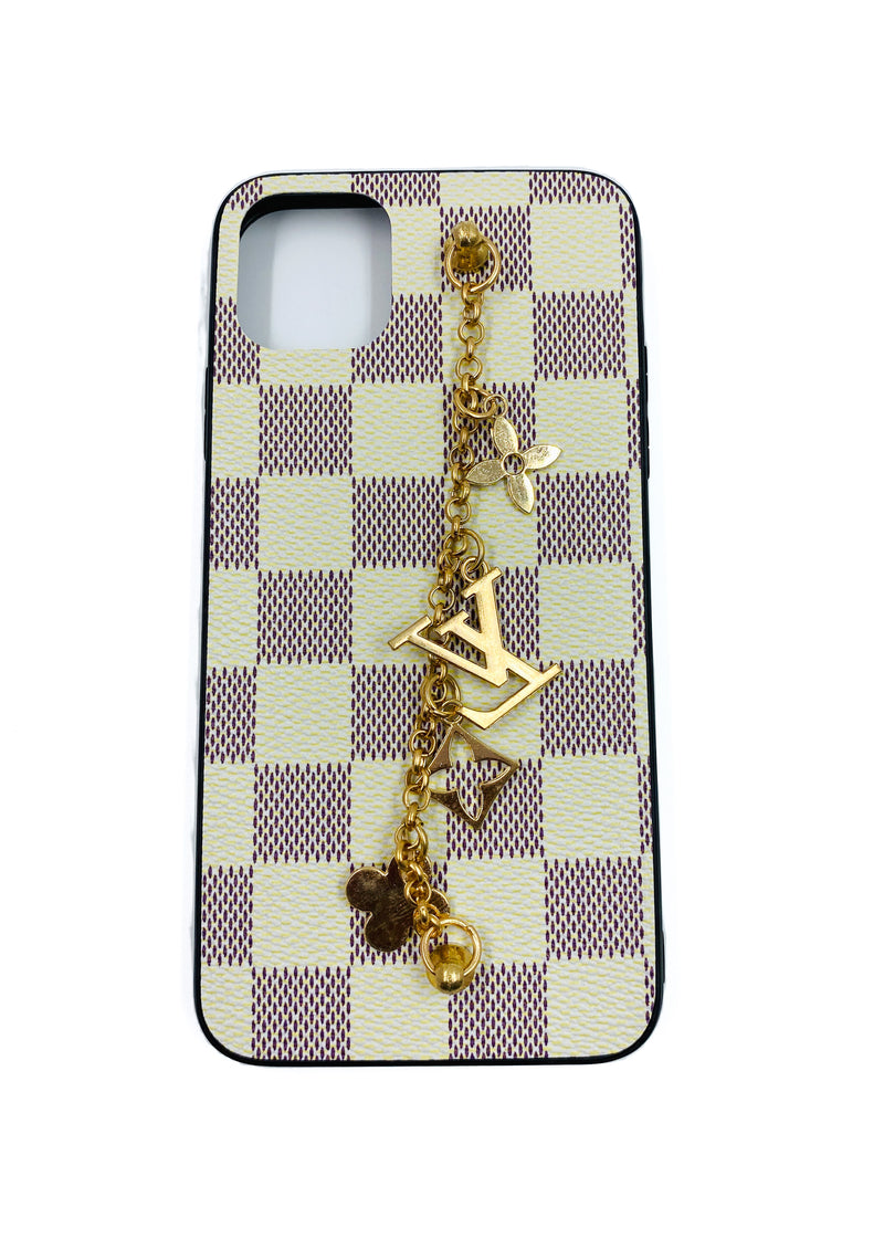 Faux Leather Chain Phone Case LV - Cream - DeLuxx Brand