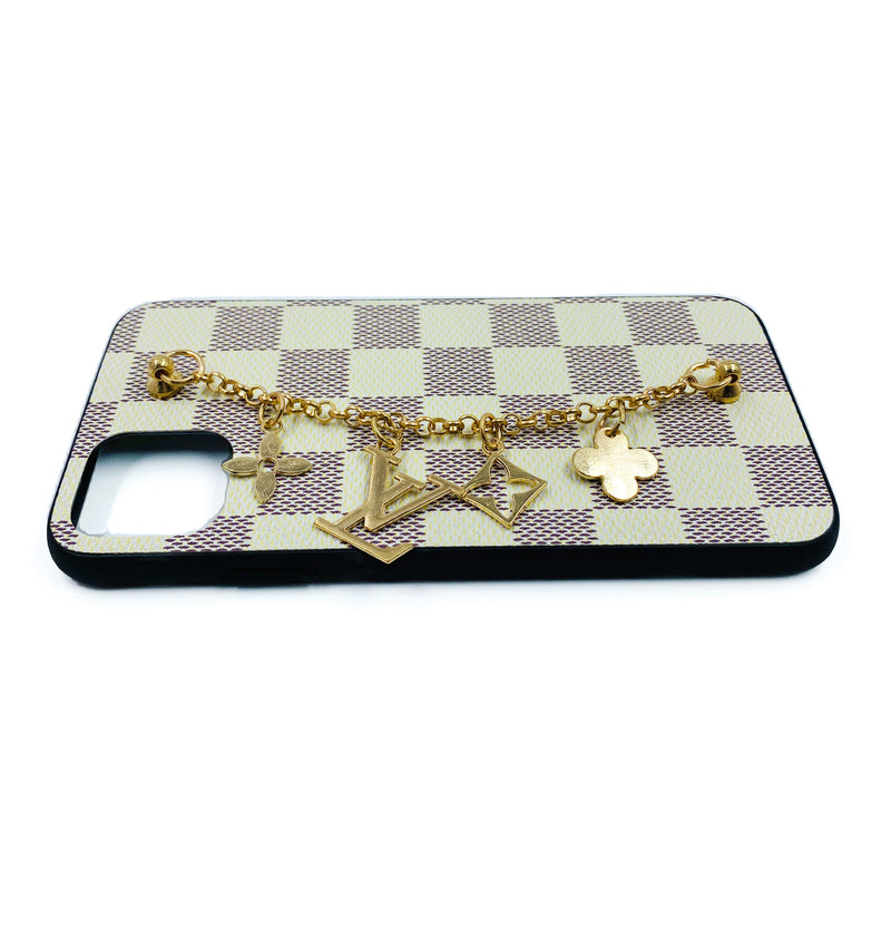 Faux Leather Chain Phone Case LV - Cream - DeLuxx Brand