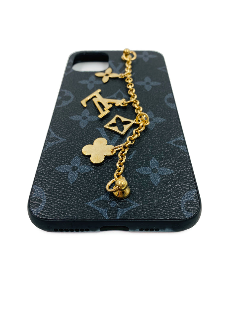 Faux Leather Chain Phone Case LV - Black & Gray - DeLuxx Brand