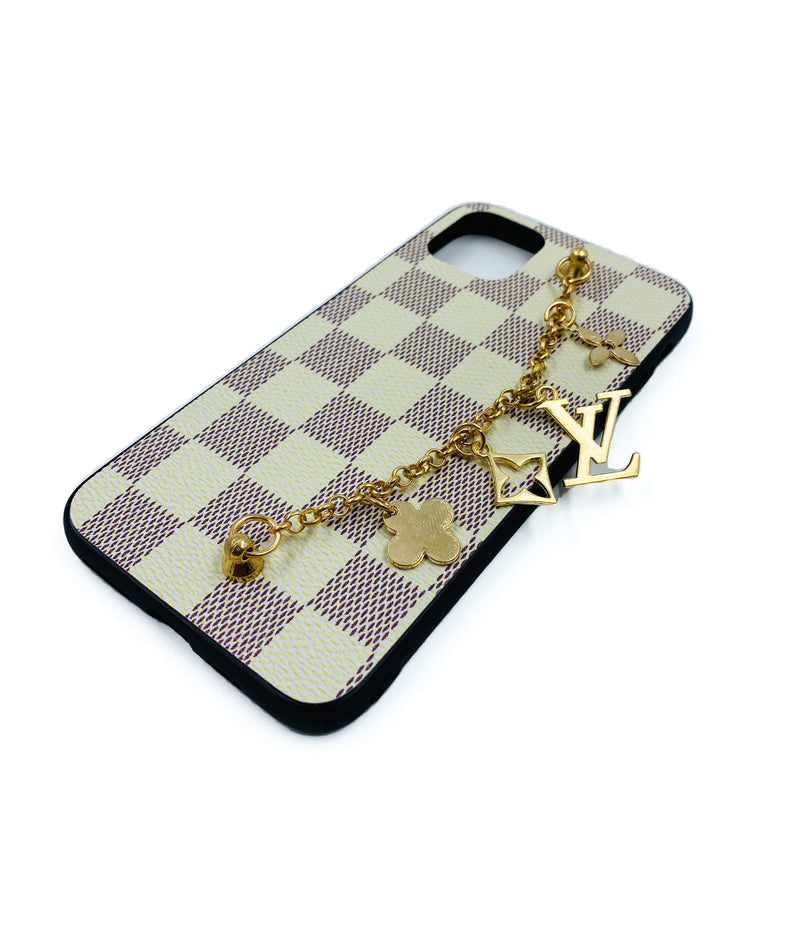 Faux Leather Chain Phone Case LV - Cream - DeLuxx Brand