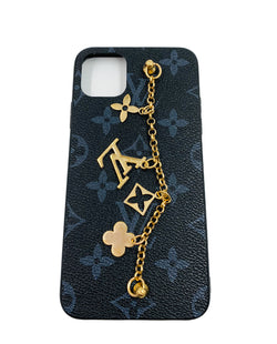 Faux Leather Chain Phone Case LV - Black & Gray - DeLuxx Brand