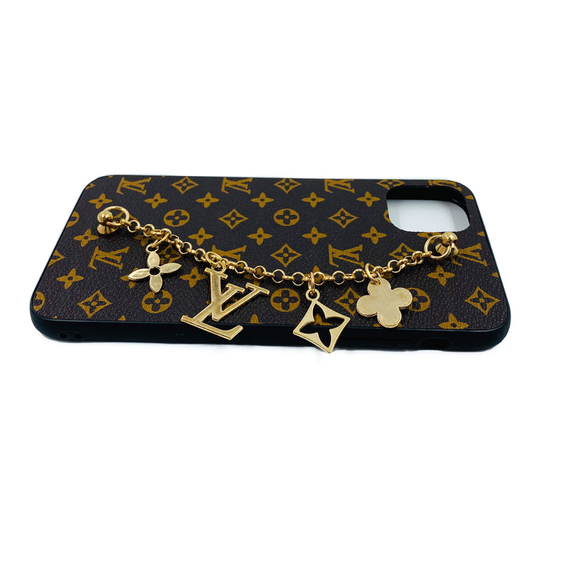 Faux Leather Chain Phone Case LV - Brown - DeLuxx Brand