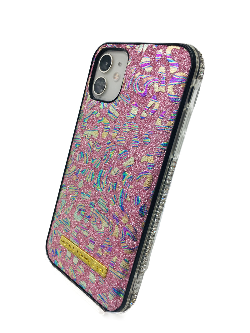 Crystal Bumper Metallic Leopard Print Case - Pink - DeLuxx Brand