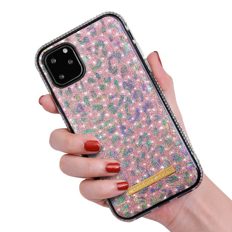 Crystal Bumper Metallic Leopard Print Case - Pink - DeLuxx Brand