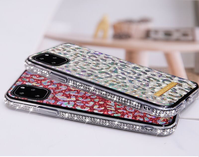 Crystal Bumper Metallic Leopard Print Case - Red - DeLuxx Brand