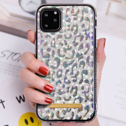 Crystal Bumper Metallic Leopard Print Case - Silver - DeLuxx Brand